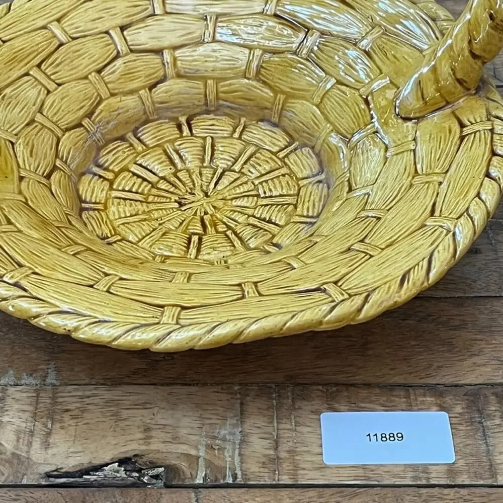 Handmade Ceramic Yellow Basket 10.5